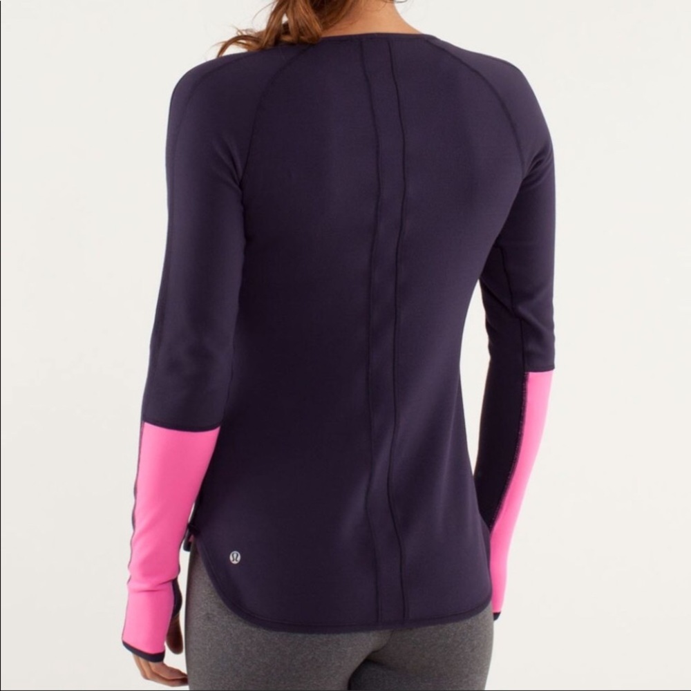 Lululemon Runder Under Reversible Long Sleeve Raspberry Glo Lite RULU Sz Small - Picture 7 of 16